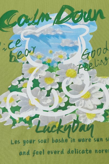 Loose Round Neck Cream Style Printed Top EXZ3007