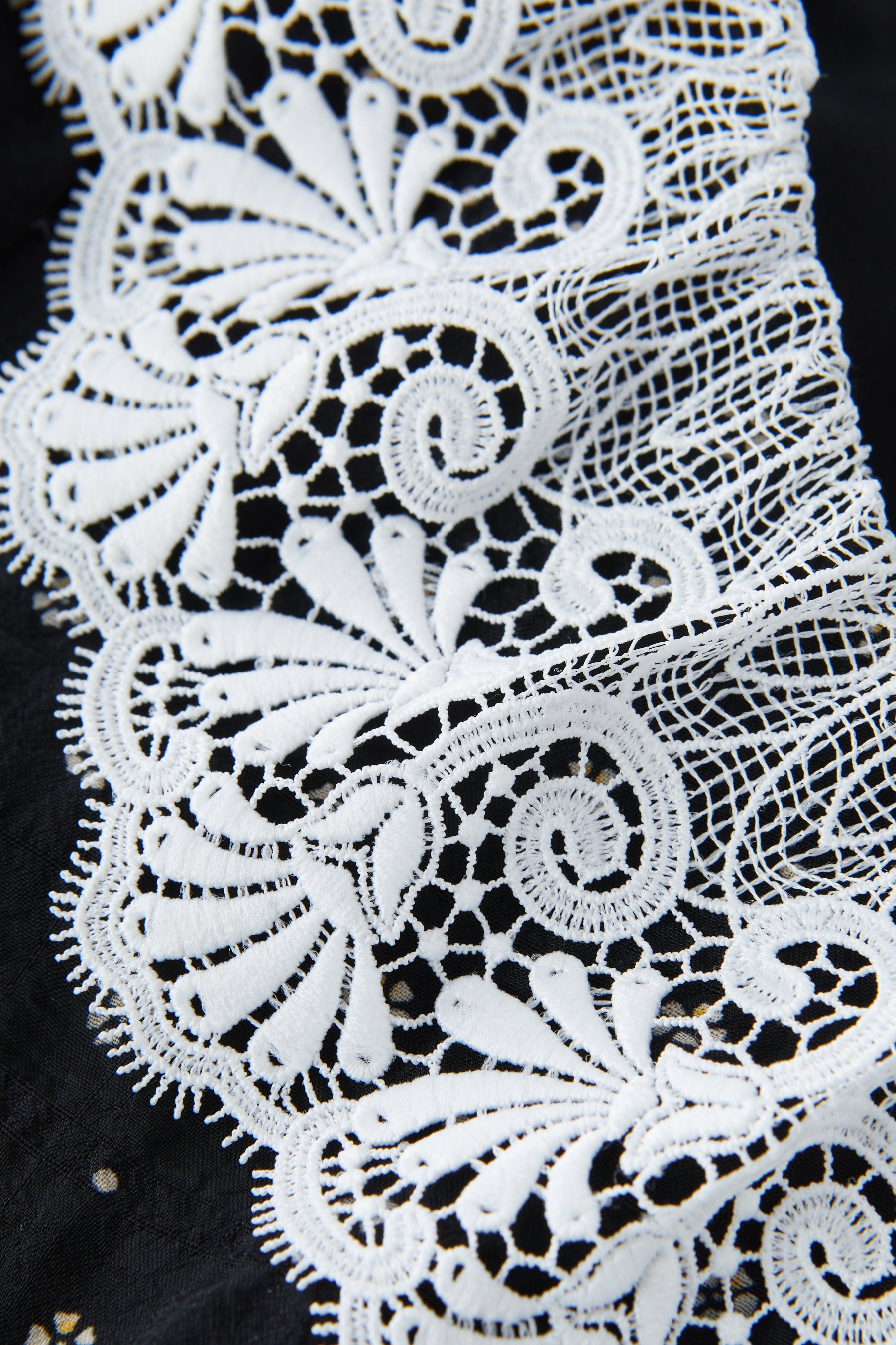 Round Neck Lace Trim Floral Dress EXQ5556