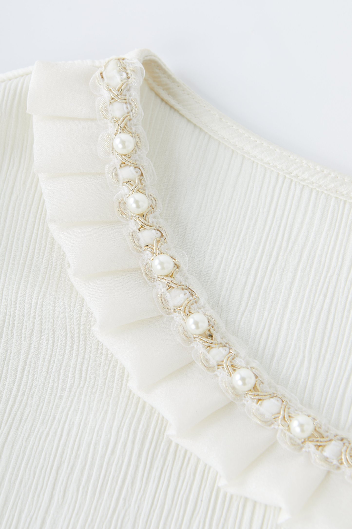 Beaded Round Neck Satin Blouse EDA5601