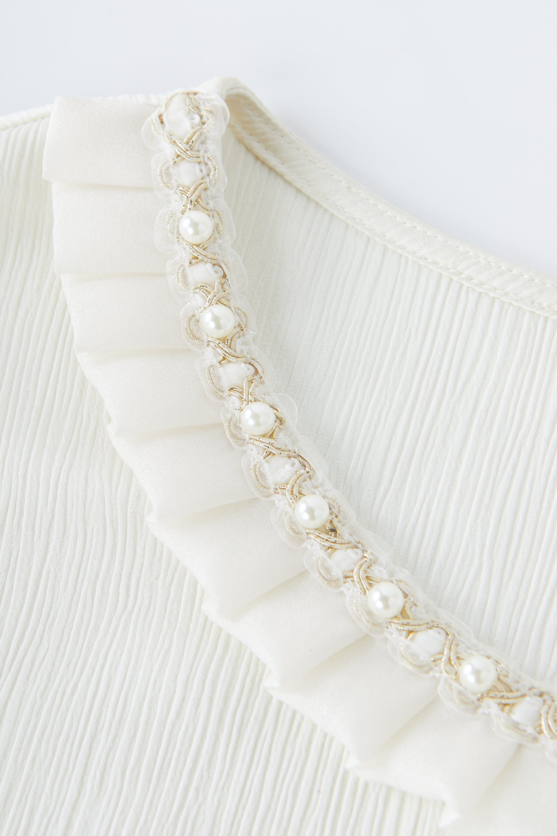 Beaded Round Neck Satin Blouse EDA5601