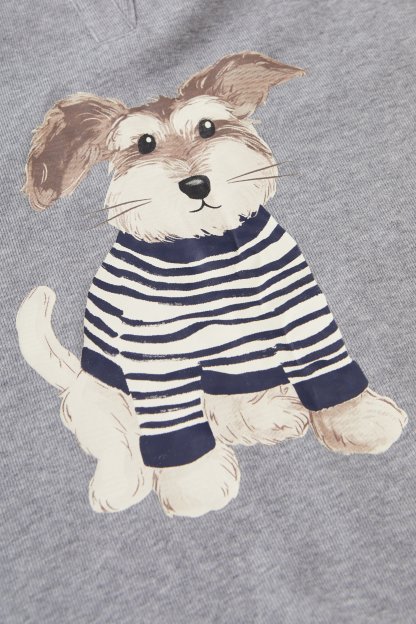 POLO Collar Puppy Print Loose Top EDZ5815