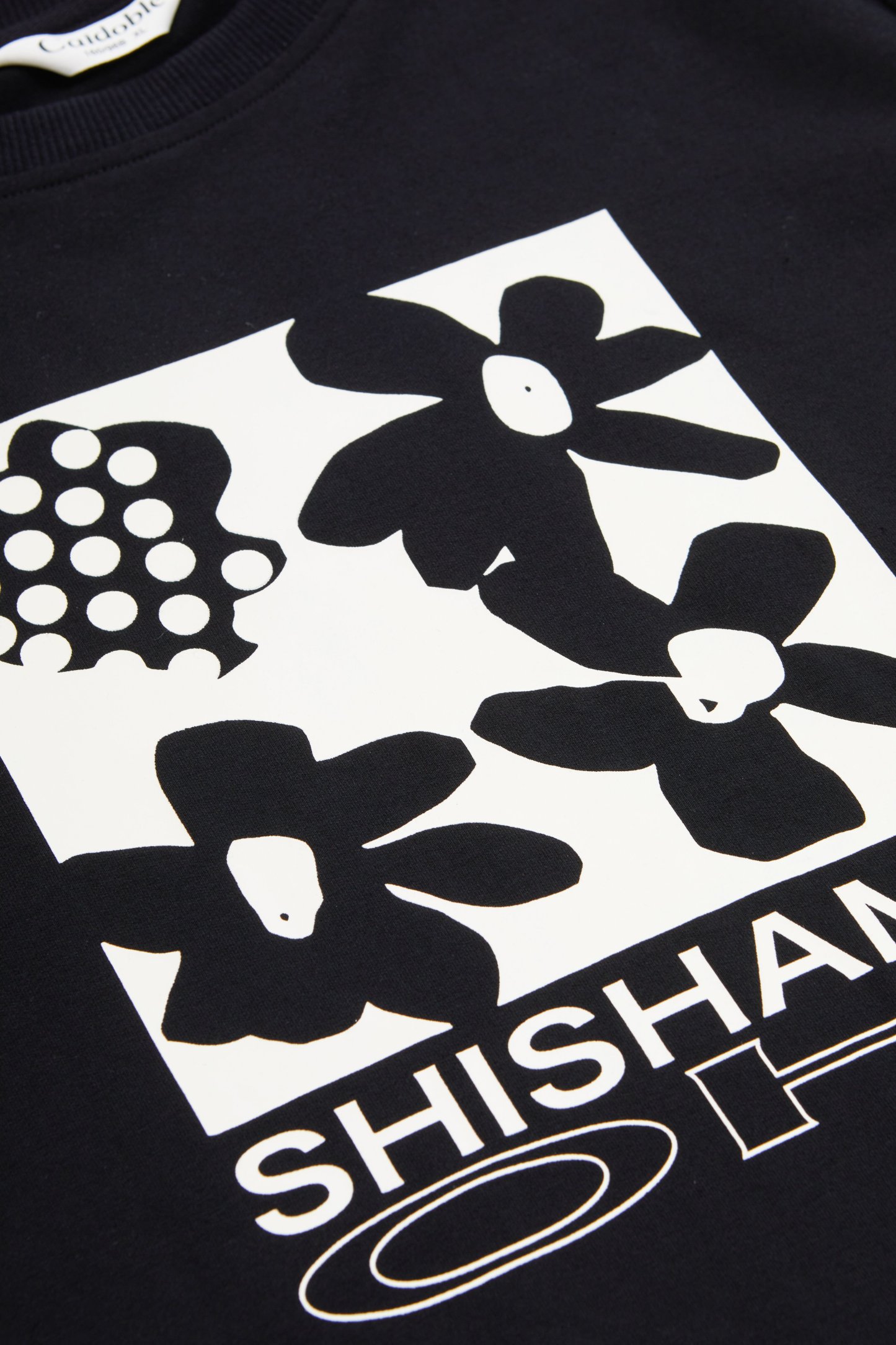 Round Neck Spliced Sleeves Printed Top EDZ5661