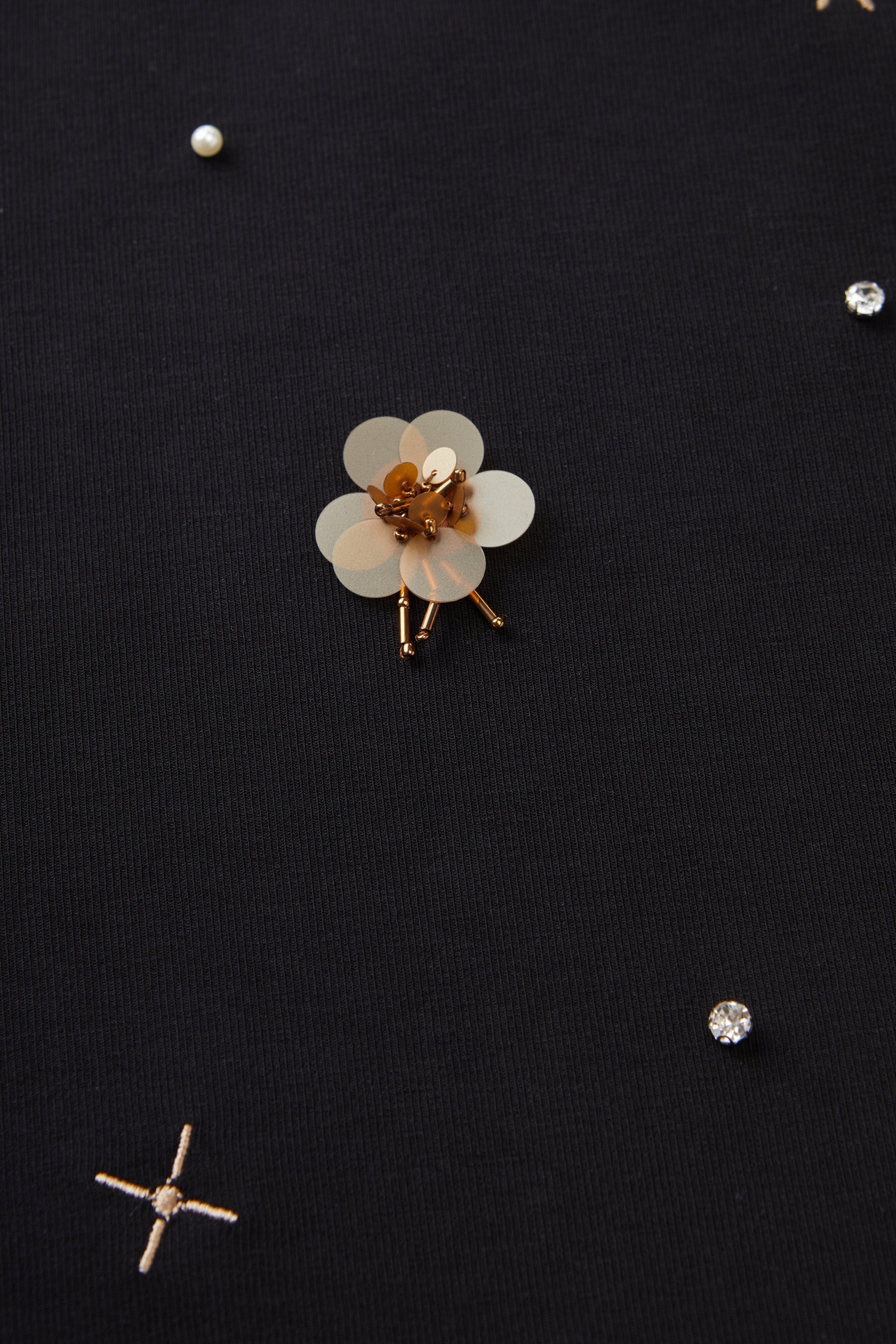 Nail bead ruffle edge knitted dress EDQ5817