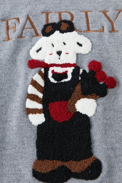 Embroidered towel sweater with contrasting shoulder sleeves DDMY2527