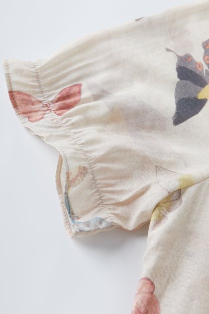 Casual V-neck floral bubble sleeve dress DXQ1607