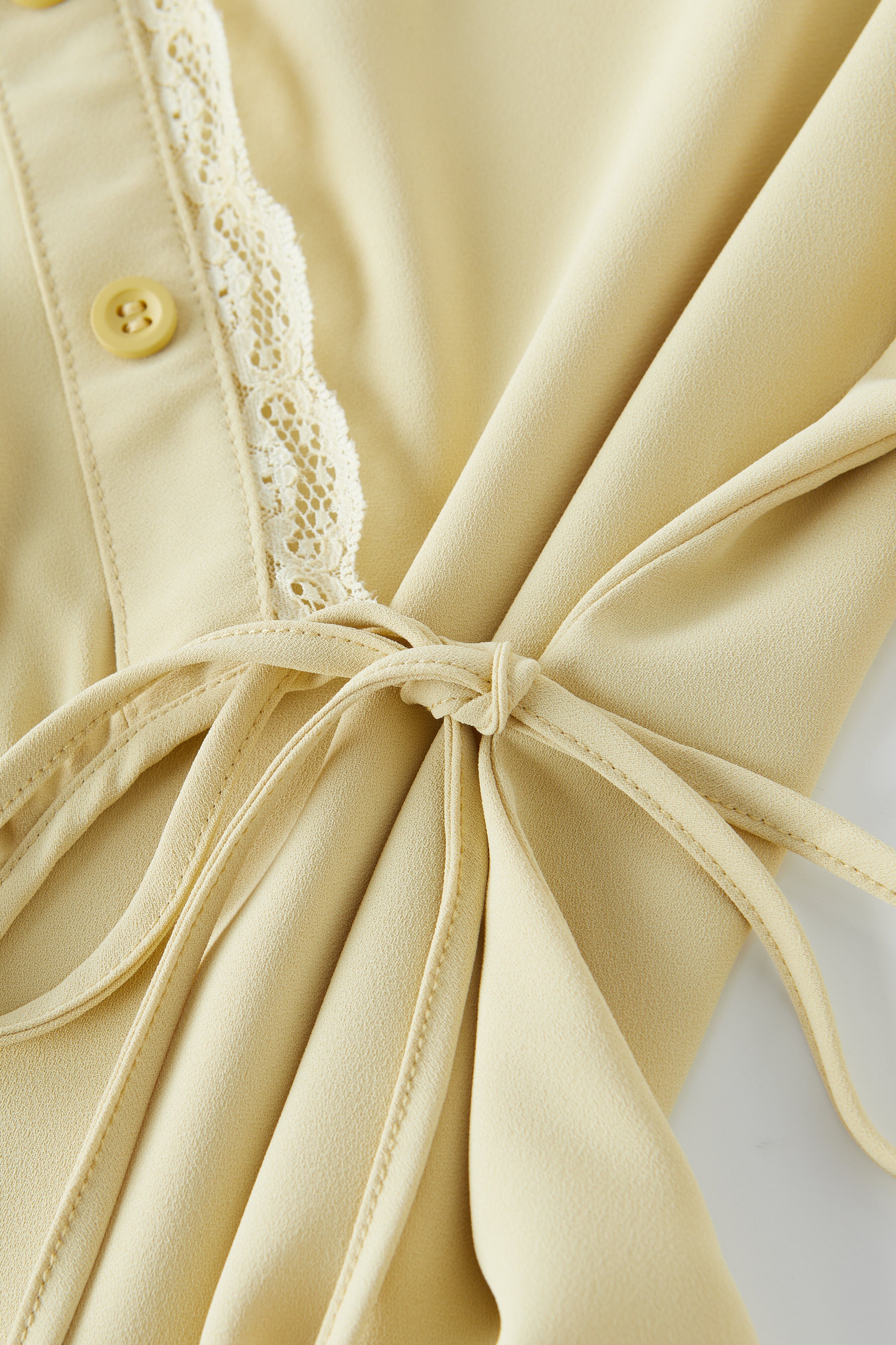 Solid Color Lace Collar Tie Top EXA5159