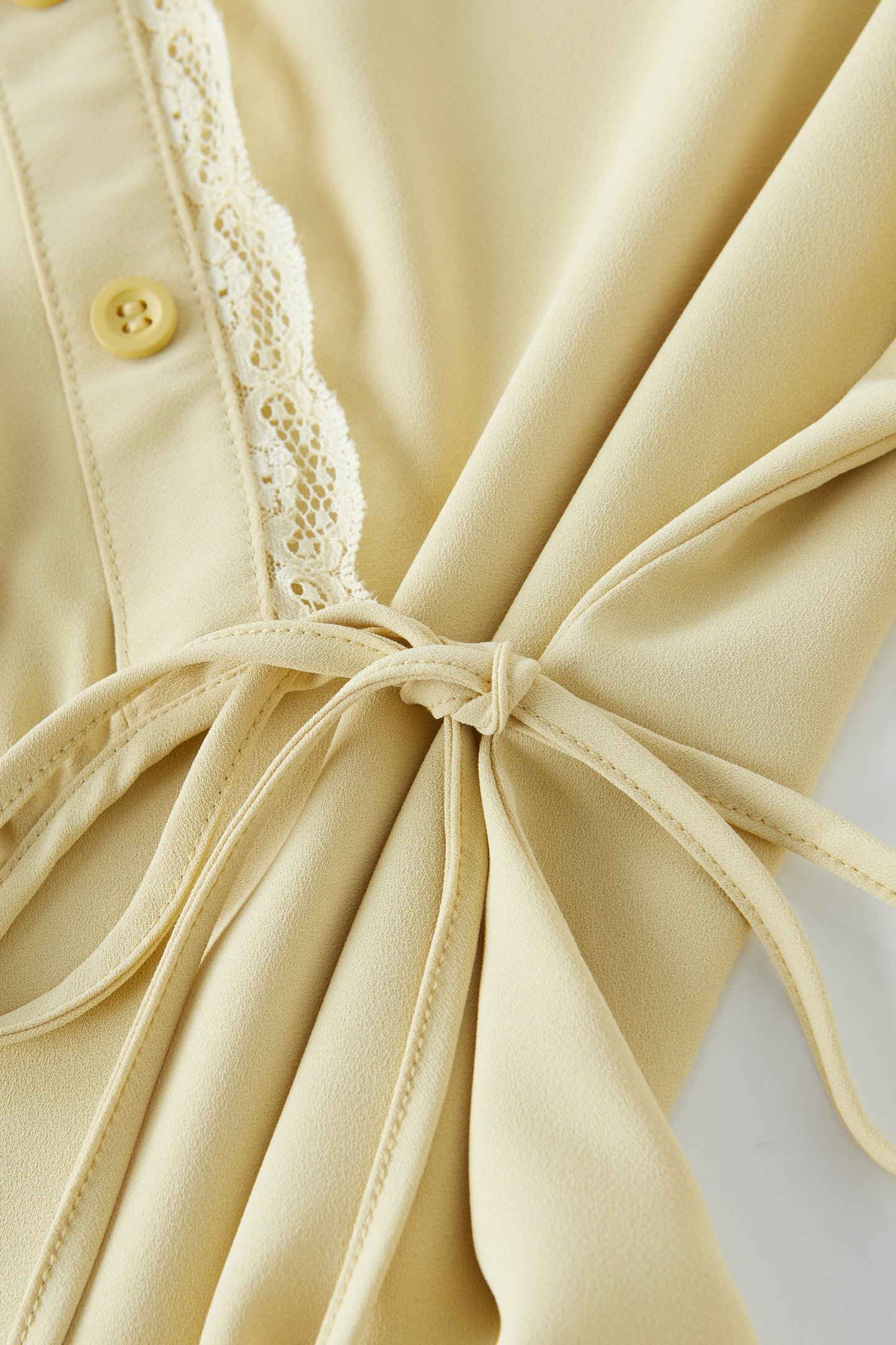 Solid Color Lace Collar Tie Top EXA5159