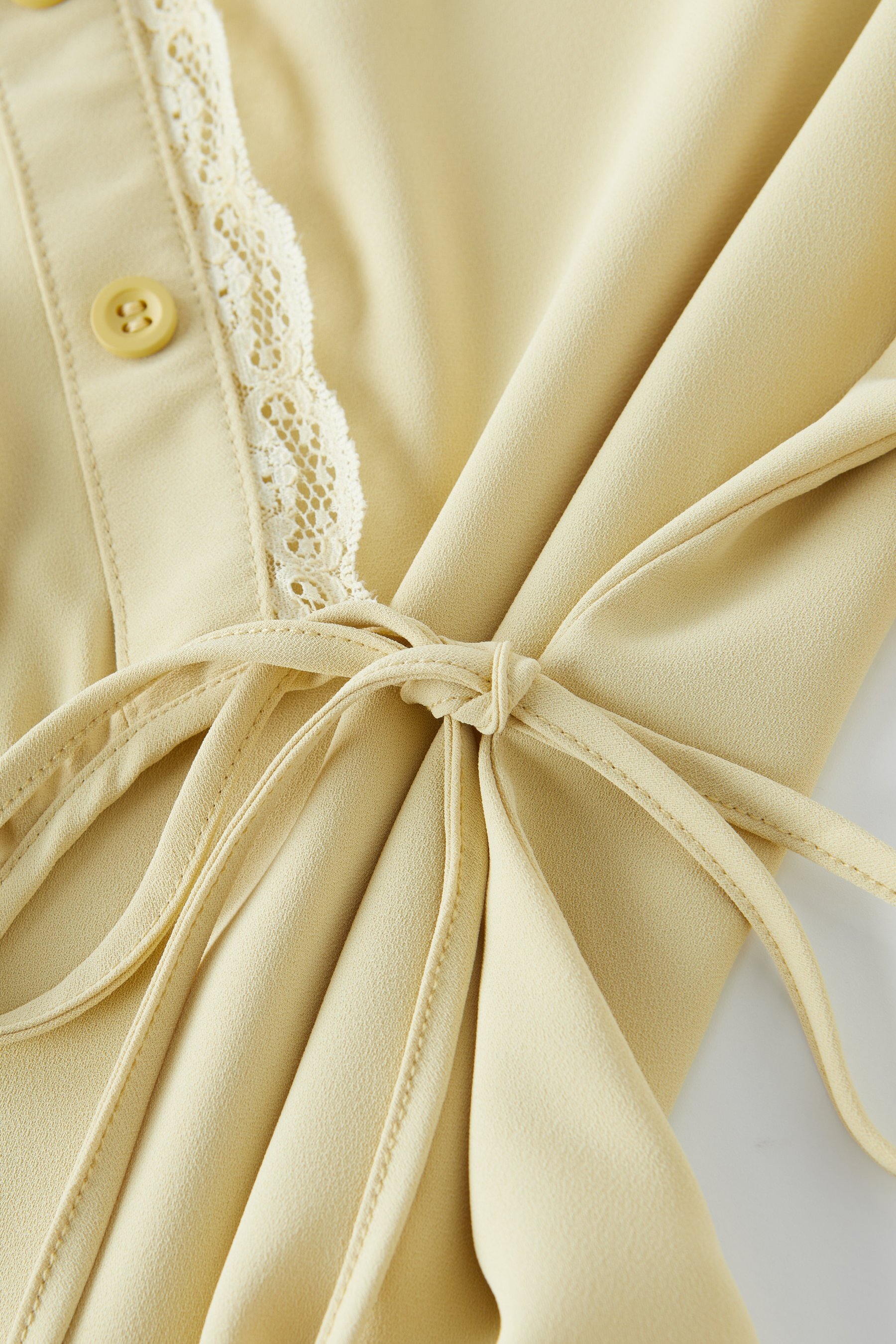 Solid Color Lace Collar Tie Top EXA5159