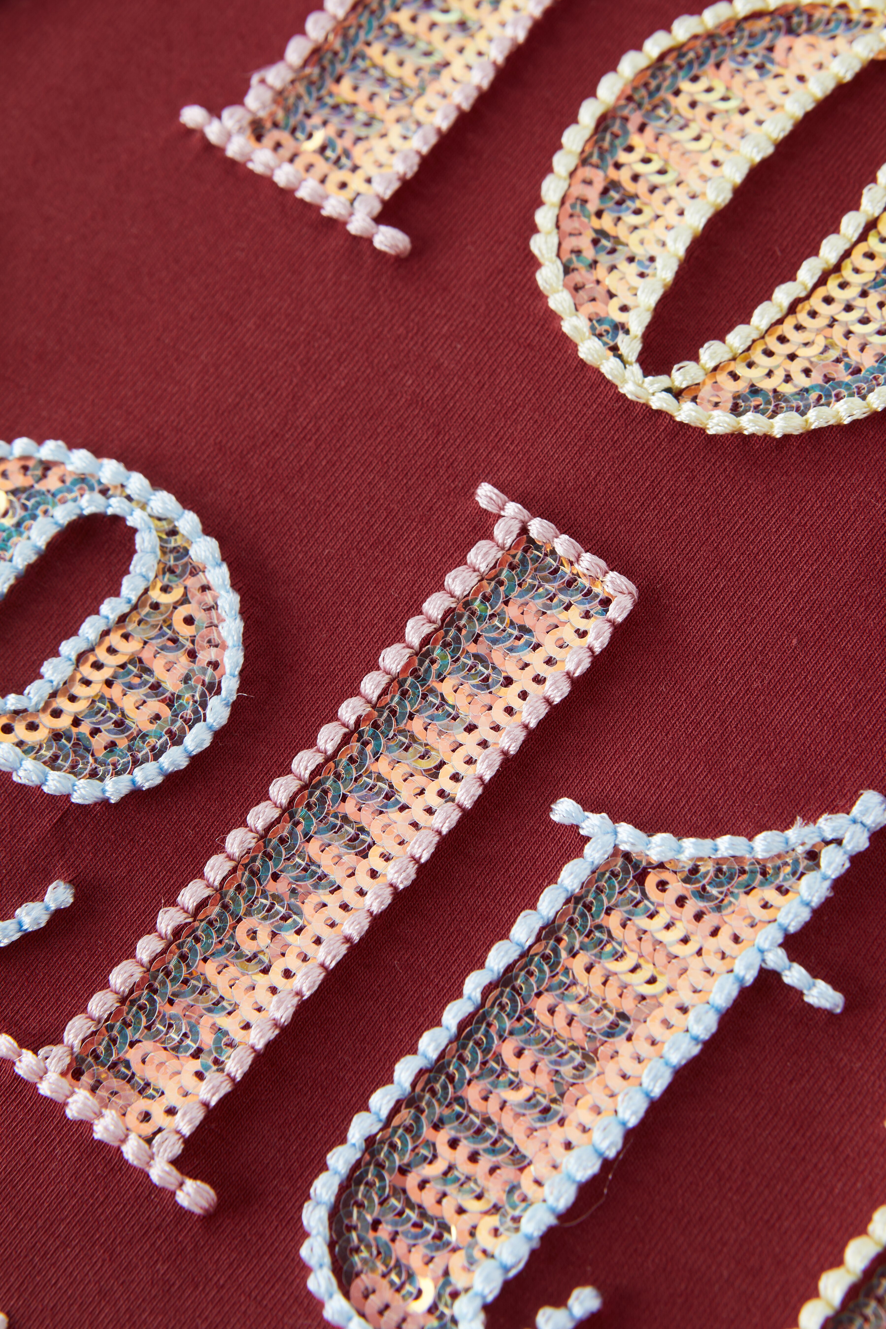 Arch Bridge Letter Embroidered Knitted Short Sleeve EXZ5311