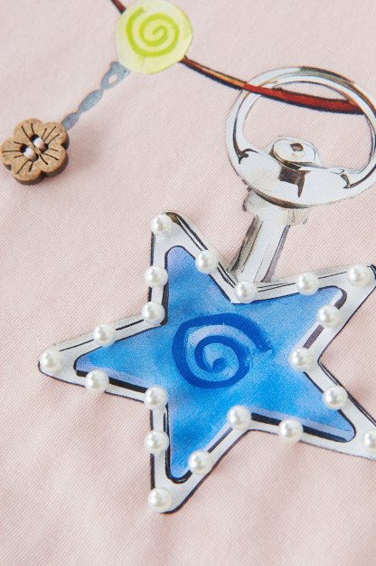 Starry Sky Print Handmade Beaded T-Shirt EXZ5533