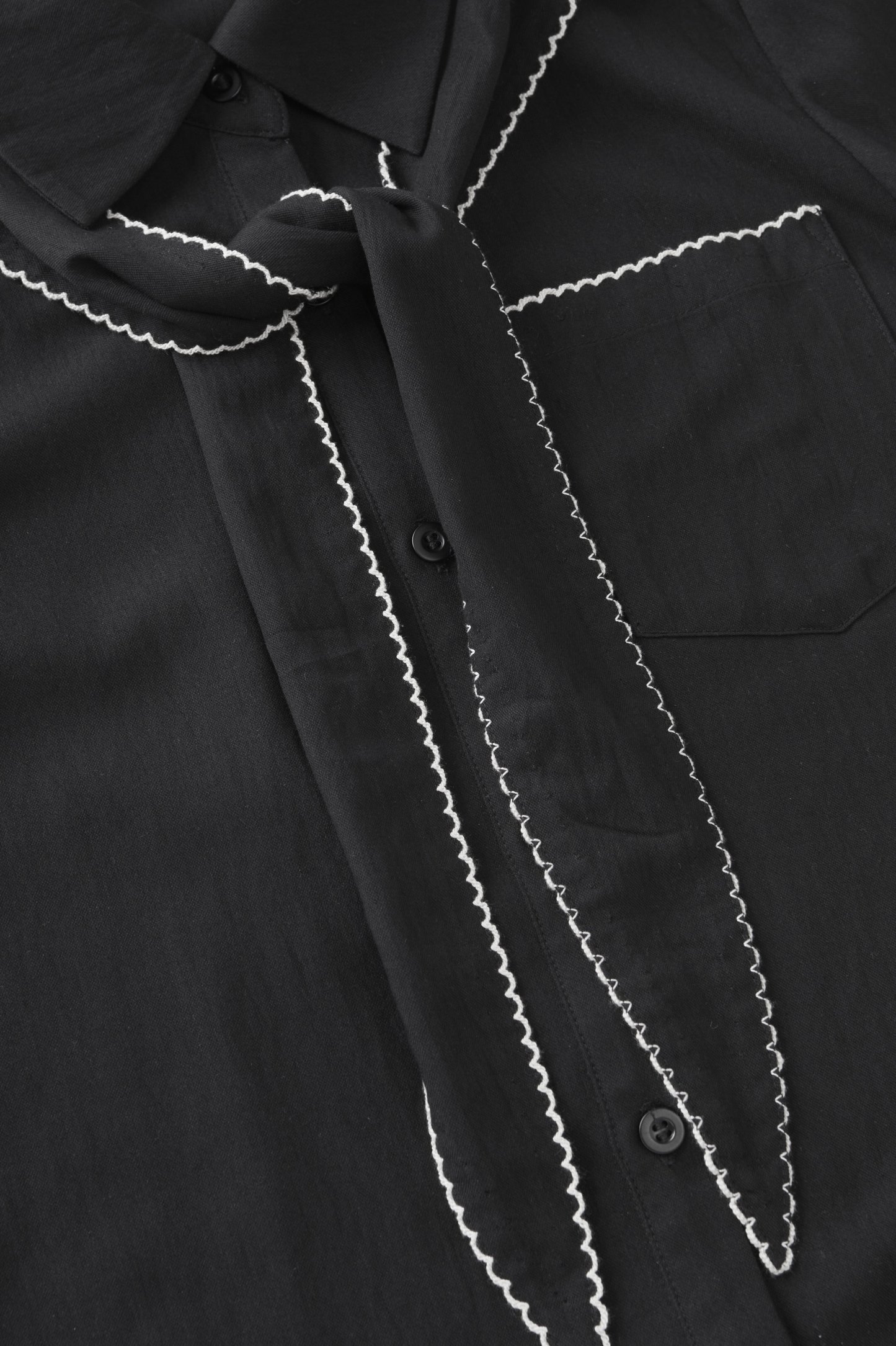 Imitation Cotton-Linen Scarf Collar Shirt FCA6978