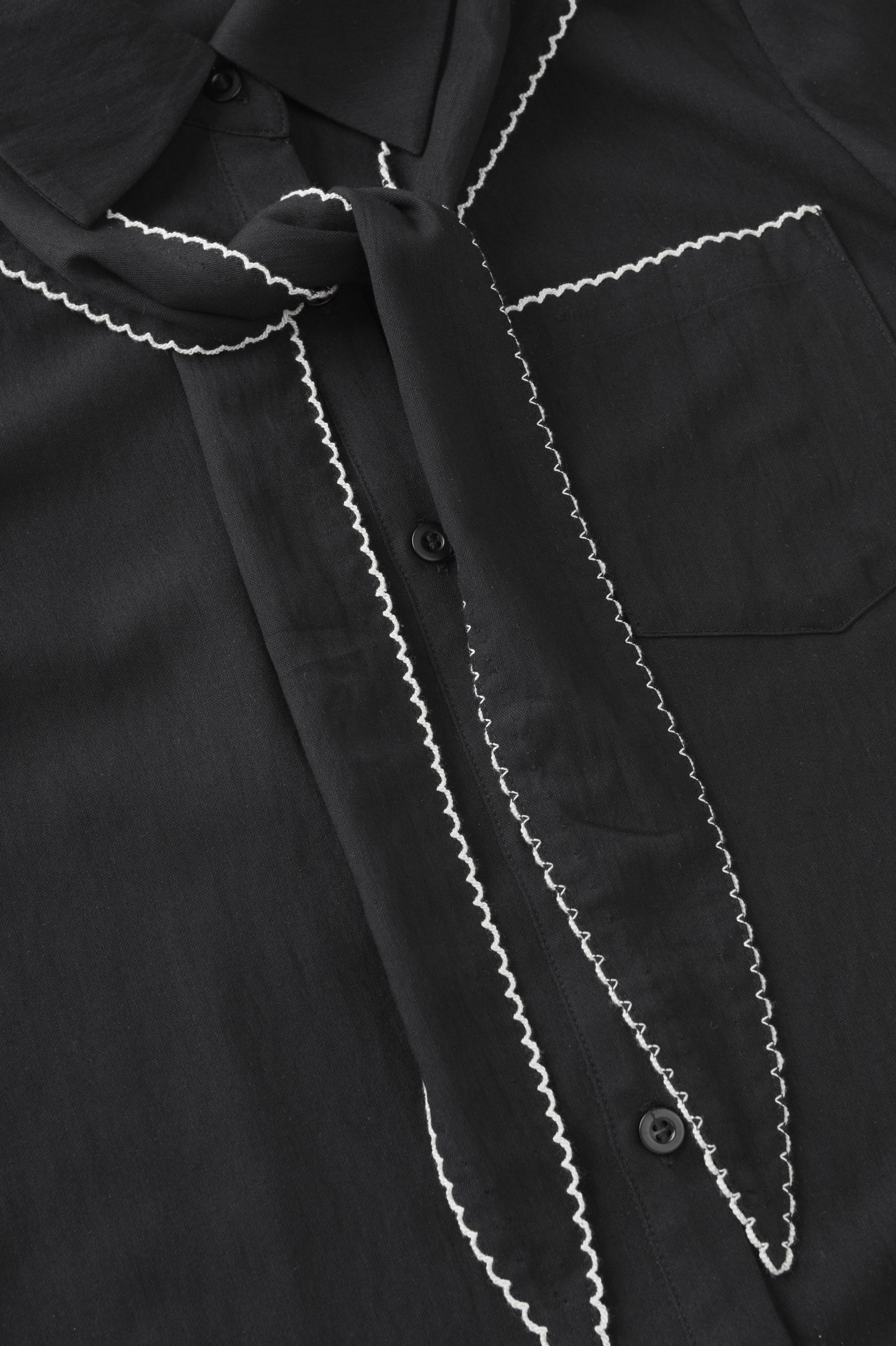 Imitation Cotton-Linen Scarf Collar Shirt FCA6978