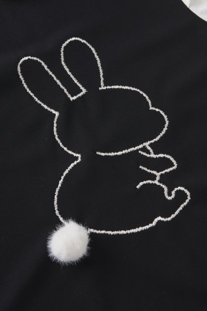 Round-neck faux two-piece color-block embroidered top FCA6936