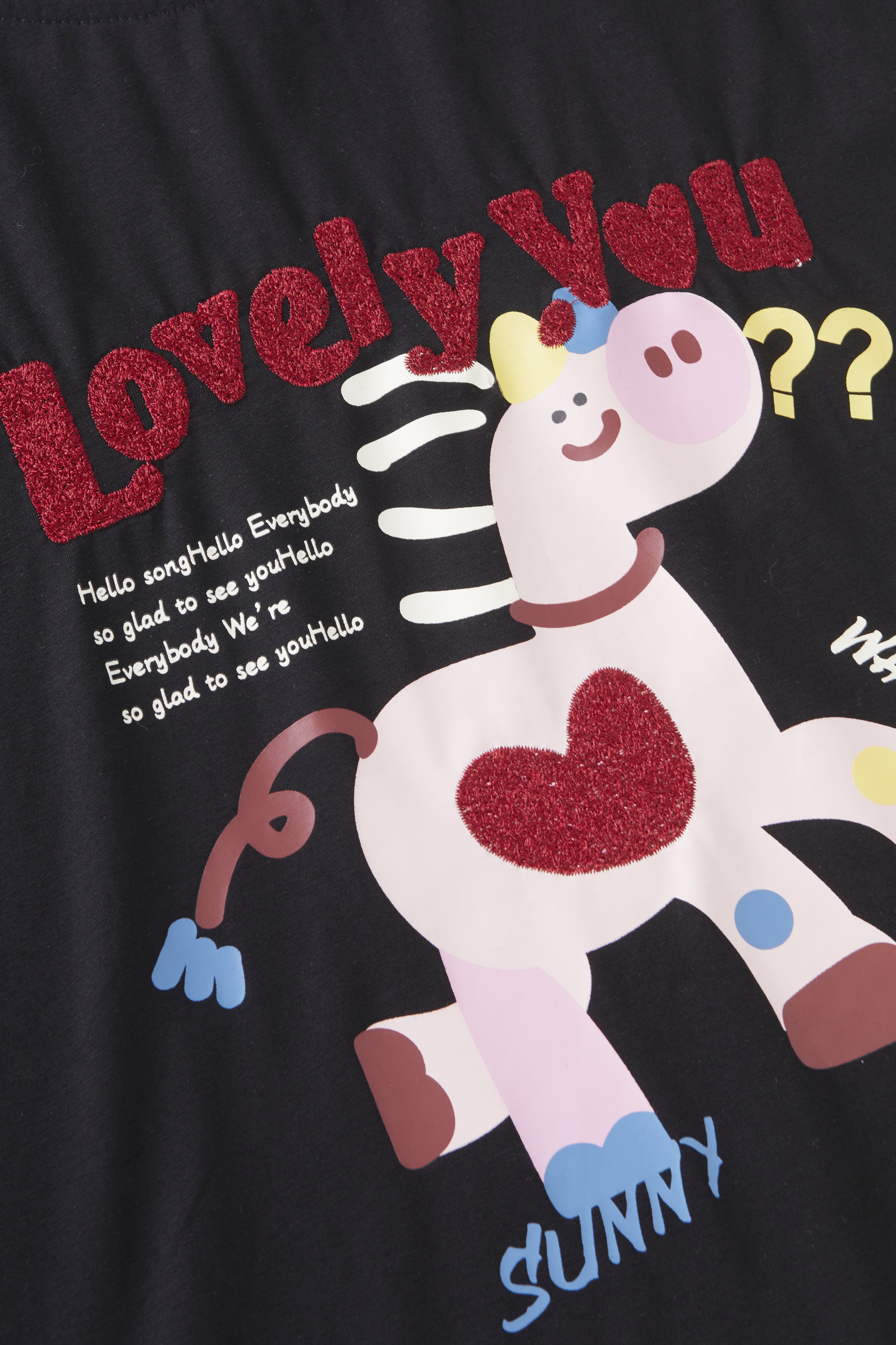 Cartoon Age Reducing Boutique Embroidered Printed T-shirt FXZ8050