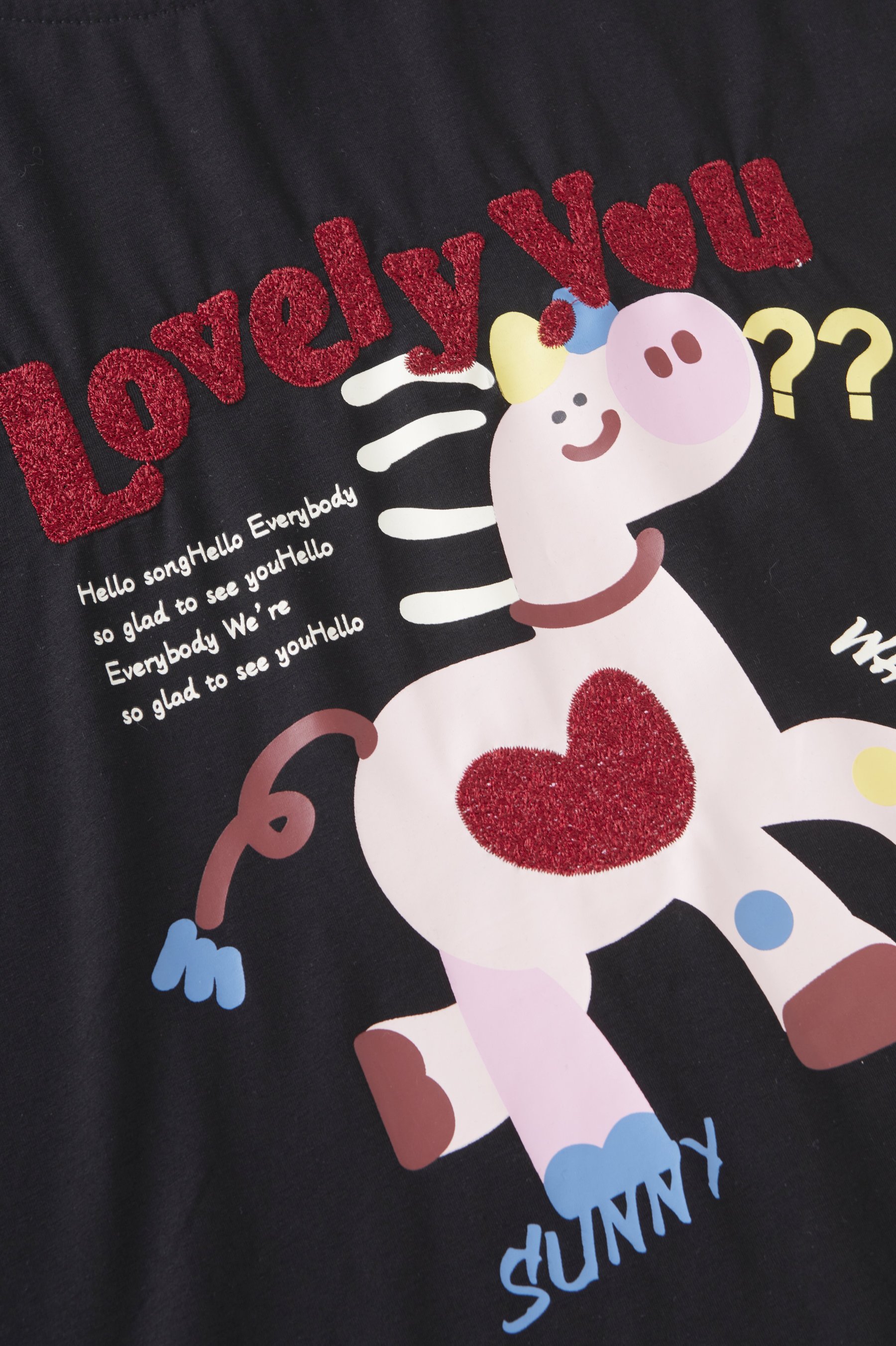 Cartoon Age Reducing Boutique Embroidered Printed T-shirt FXZ8050