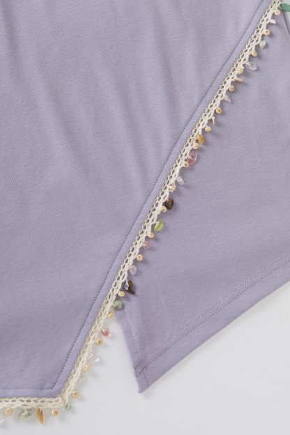 Irregular knit with waist cinching T-shirt FXZ7033