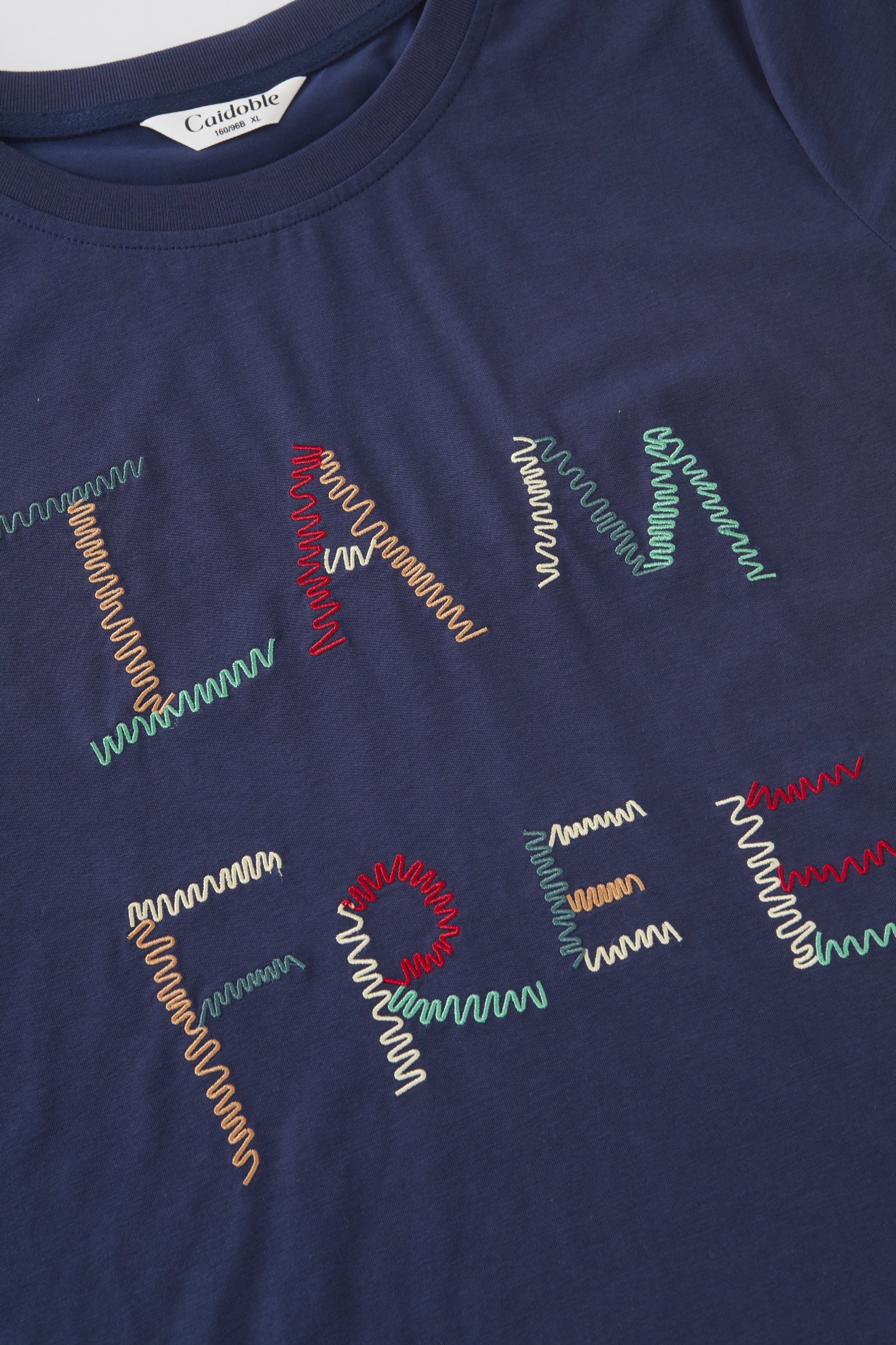 Colorful letter embroidered round neck T-shirt FXZ7090