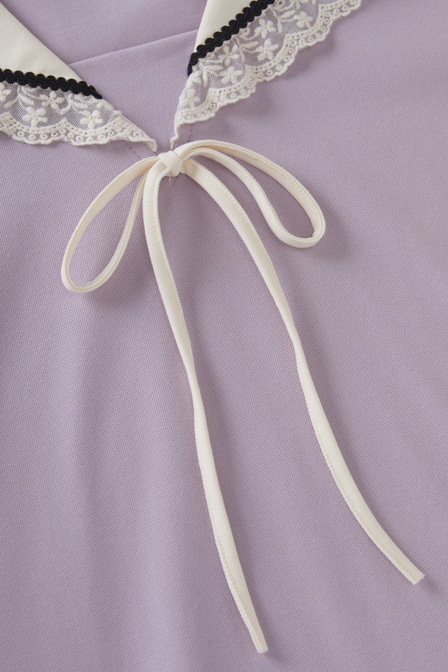 Lace Age Reducing Navy Collar Cross Color T-shirt FXA8023