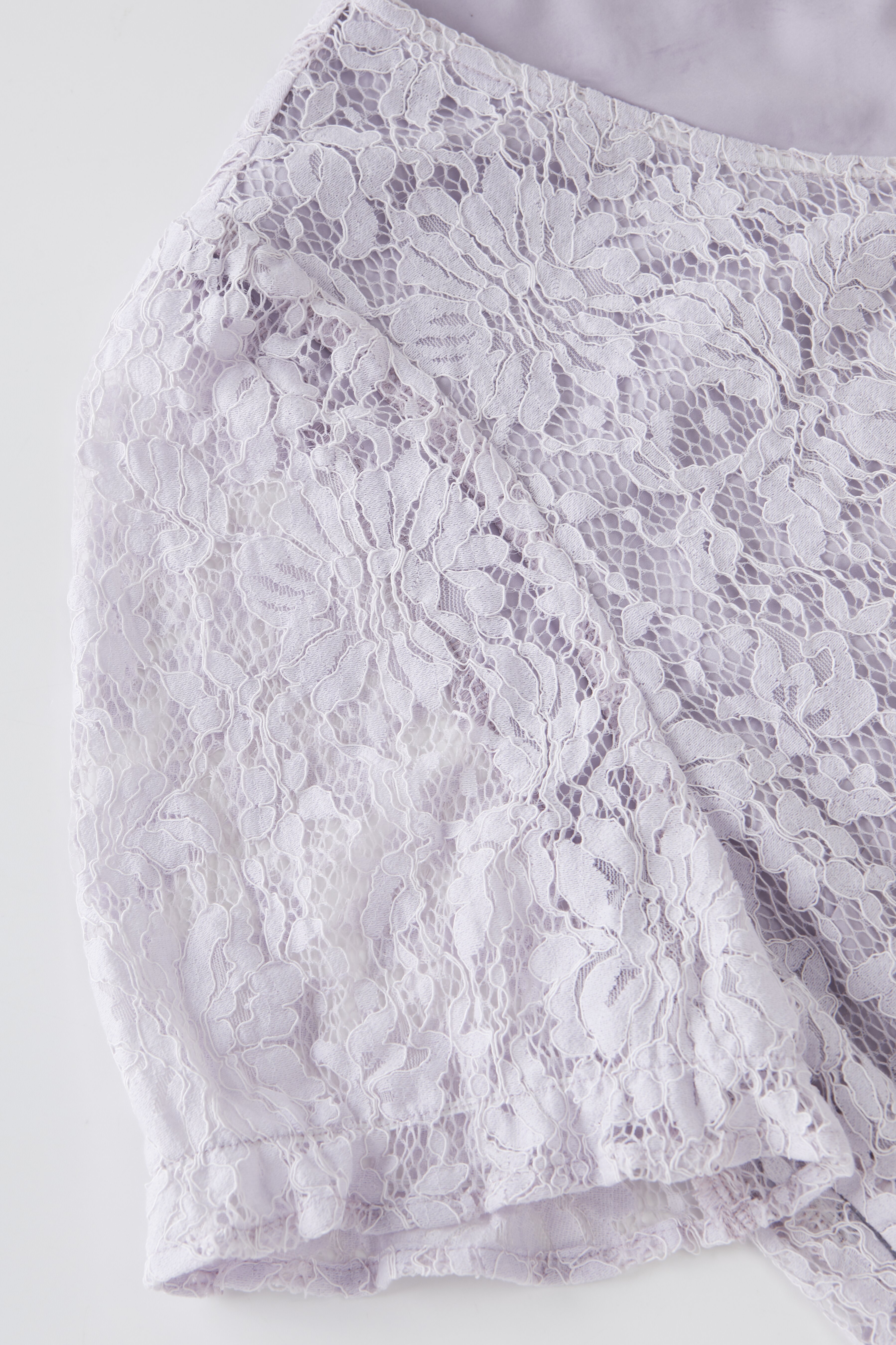 V-neck bubble sleeve lace short sleeved shirt FXA8019