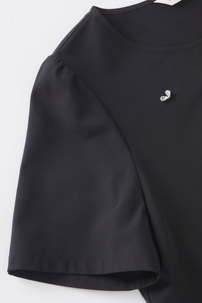 Round neck nail bead ruffle irregular top FXA7078