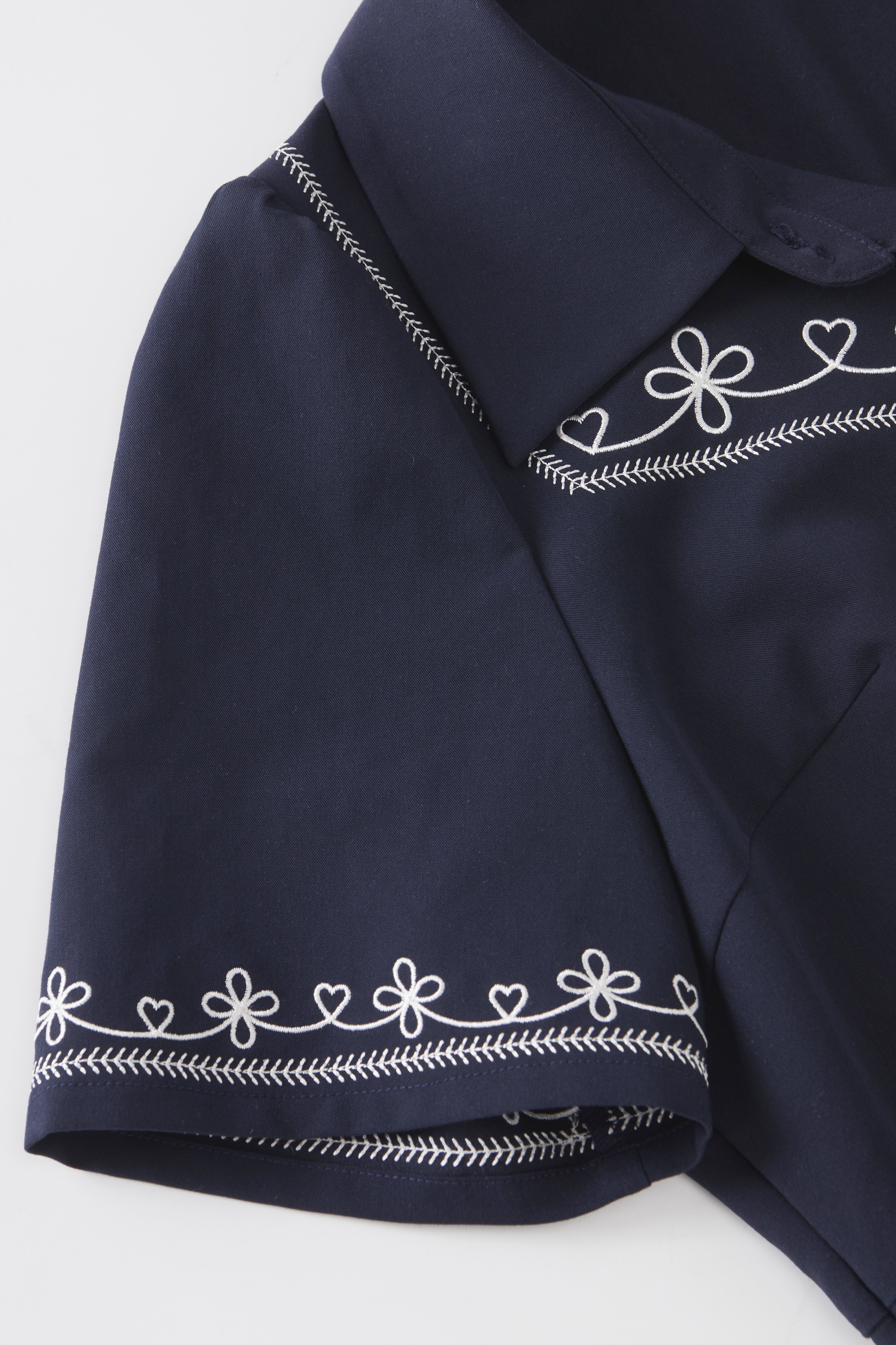 Retro embroidered waist cinching slimming shirt dress FXQ8036