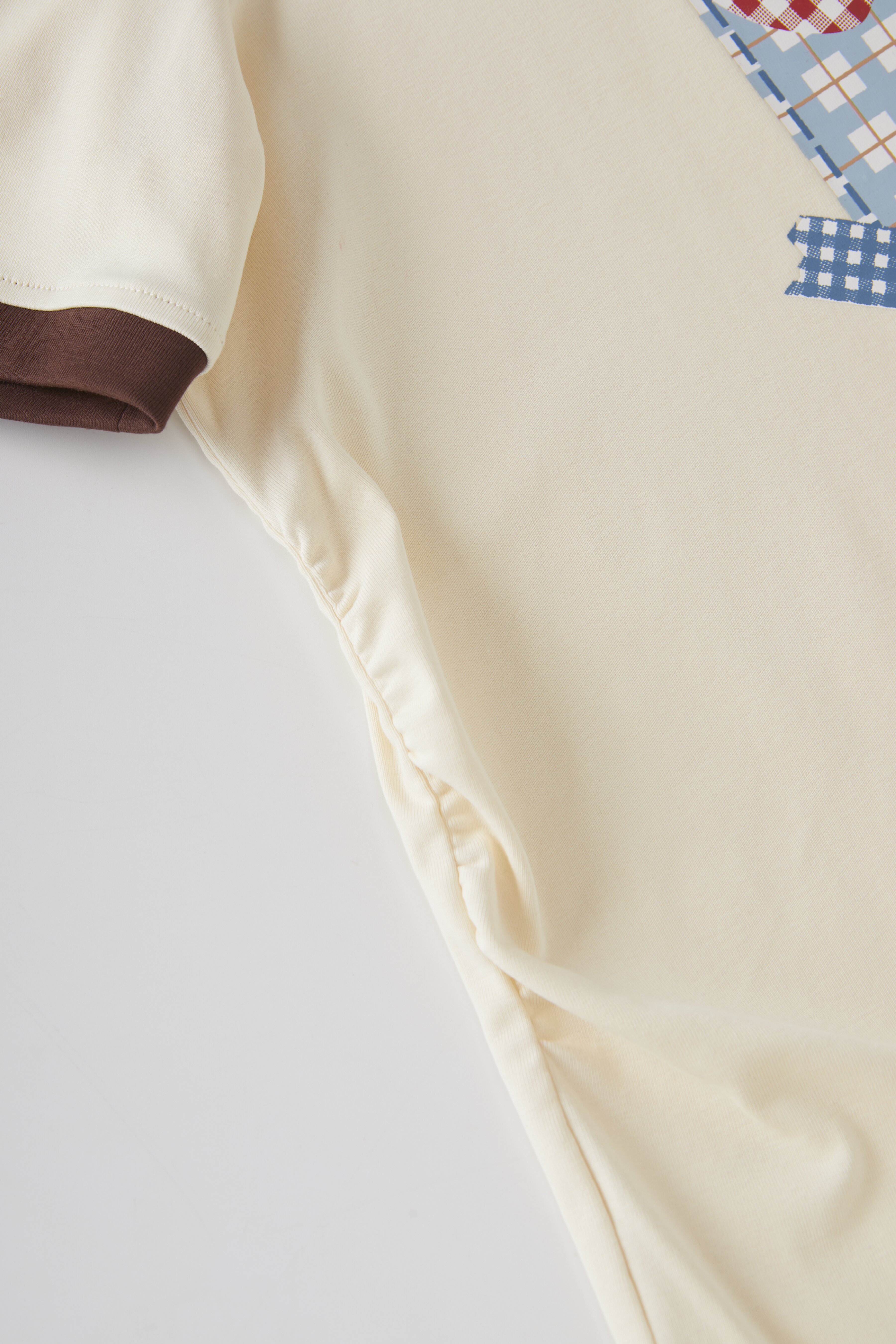 Fun Printed Color blocked Collar Waist T-shirt FXZ7083