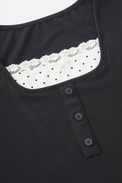 Color blocking splicing fake two-piece waist cinching T-shirt FXZ8075