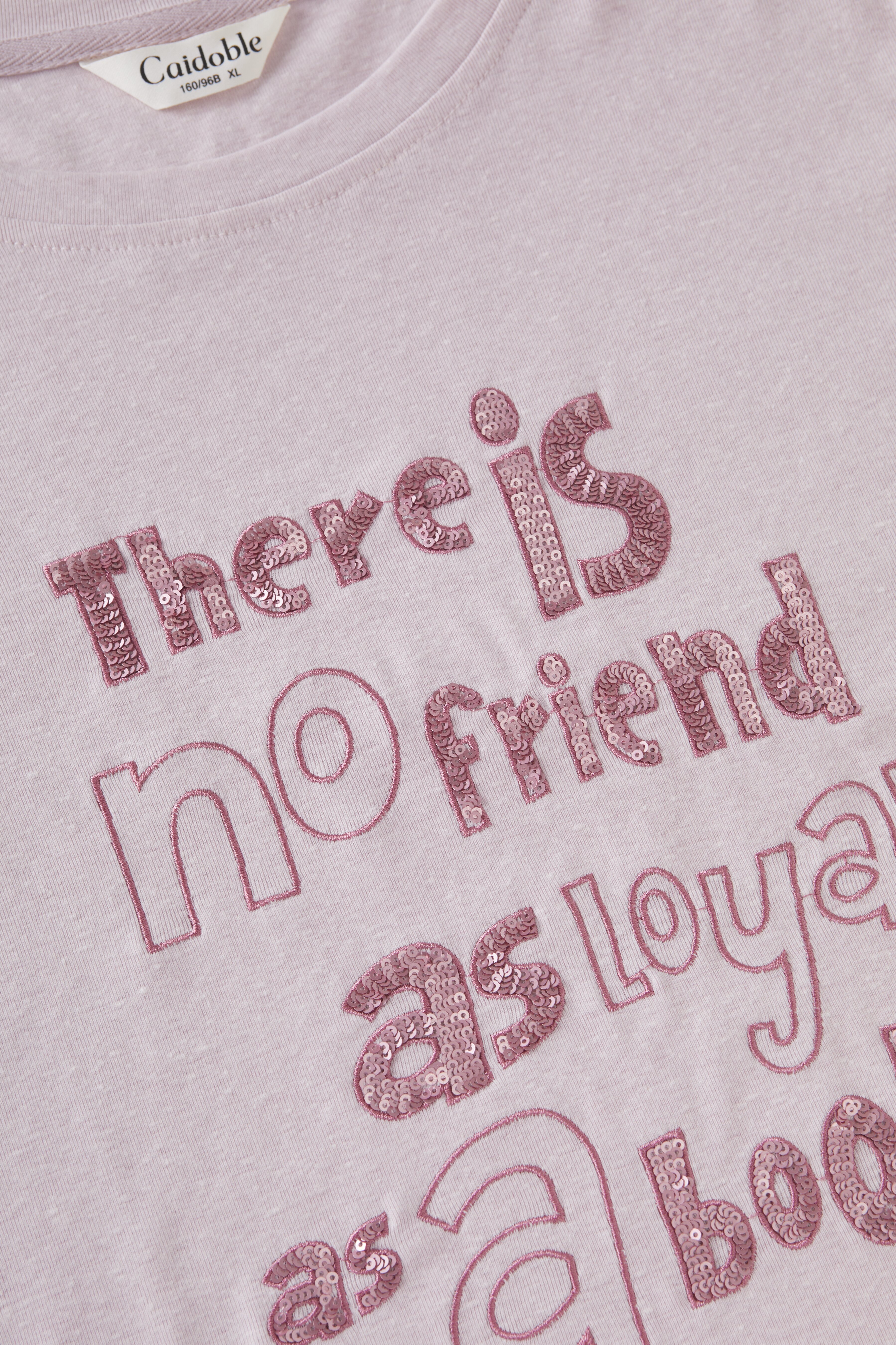 Loose round neck heavy-duty embroidered T-shirt FXZ8025