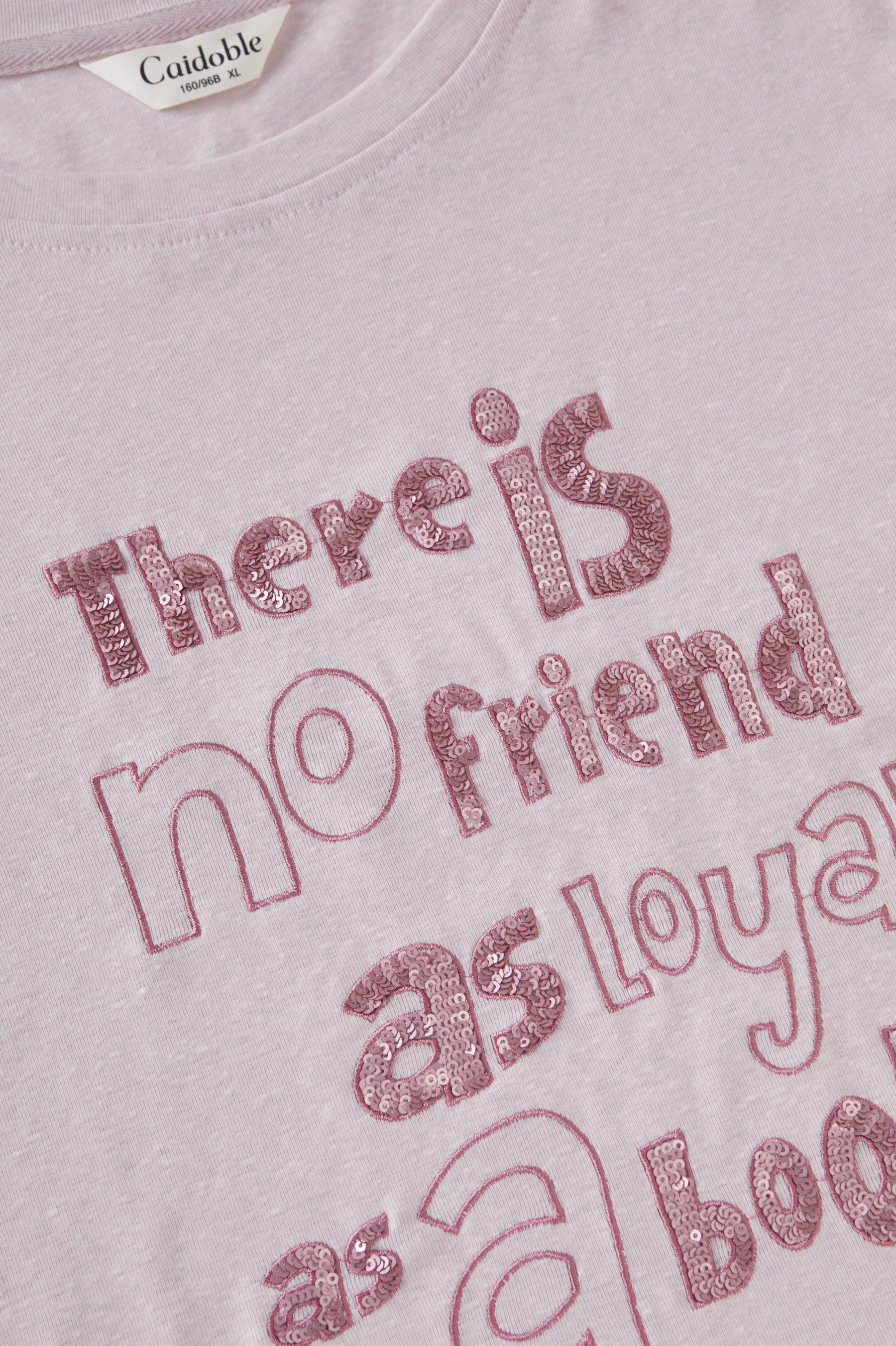 Loose round neck heavy-duty embroidered T-shirt FXZ8025