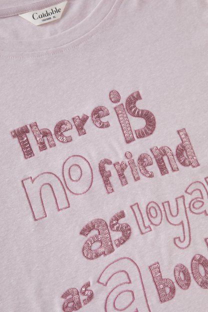 Loose round neck heavy-duty embroidered T-shirt FXZ8025