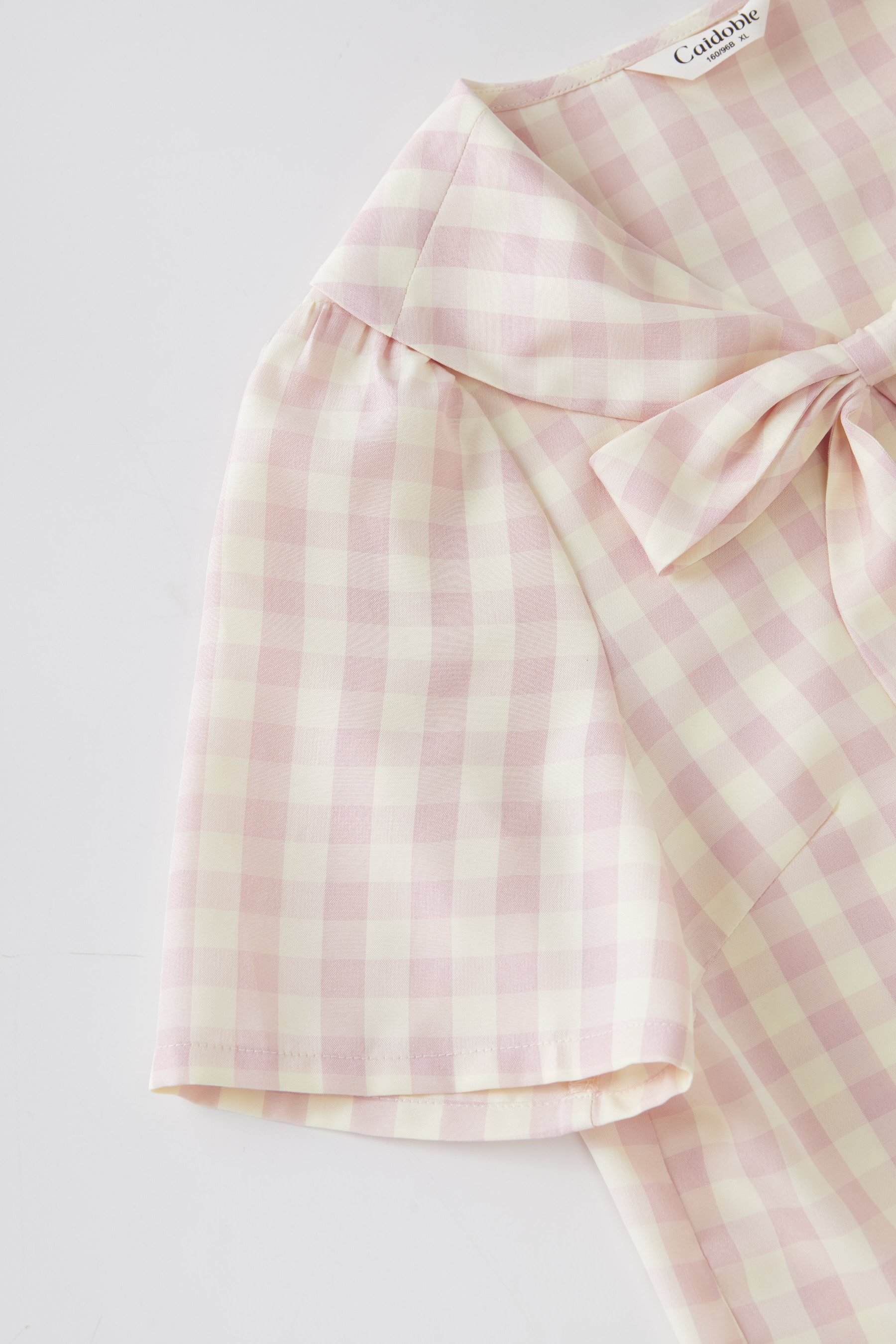 Bow plaid navy collar sweet shirt FXA9005