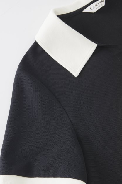 Color blocked POLO collar half zipper slimming dress FXQ7096