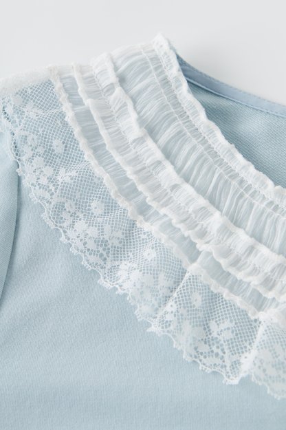 Printed Patchwork Lace T-Shirt Top ECZ2558