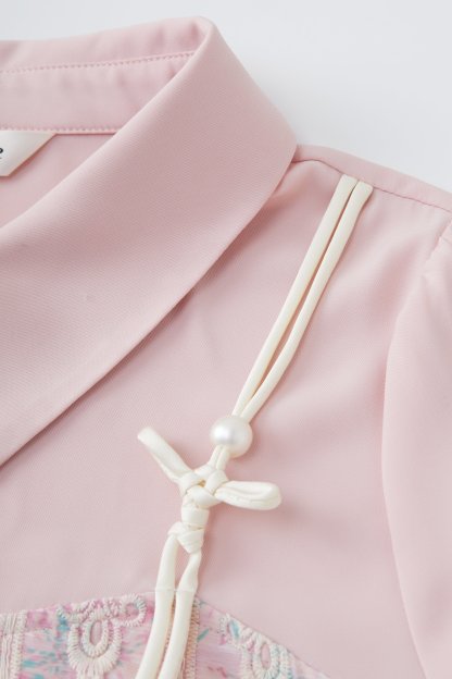 Lace Crochet Fake Two-Piece Shirt DXA1610