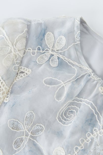 Starry Sky Hollow Embroidered Lace-up Dress EXQ5552