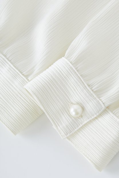 Beaded Round Neck Satin Blouse EDA5601