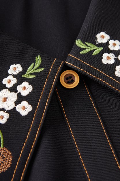 Doll collar embroidered waist cinching dress EDQ5867