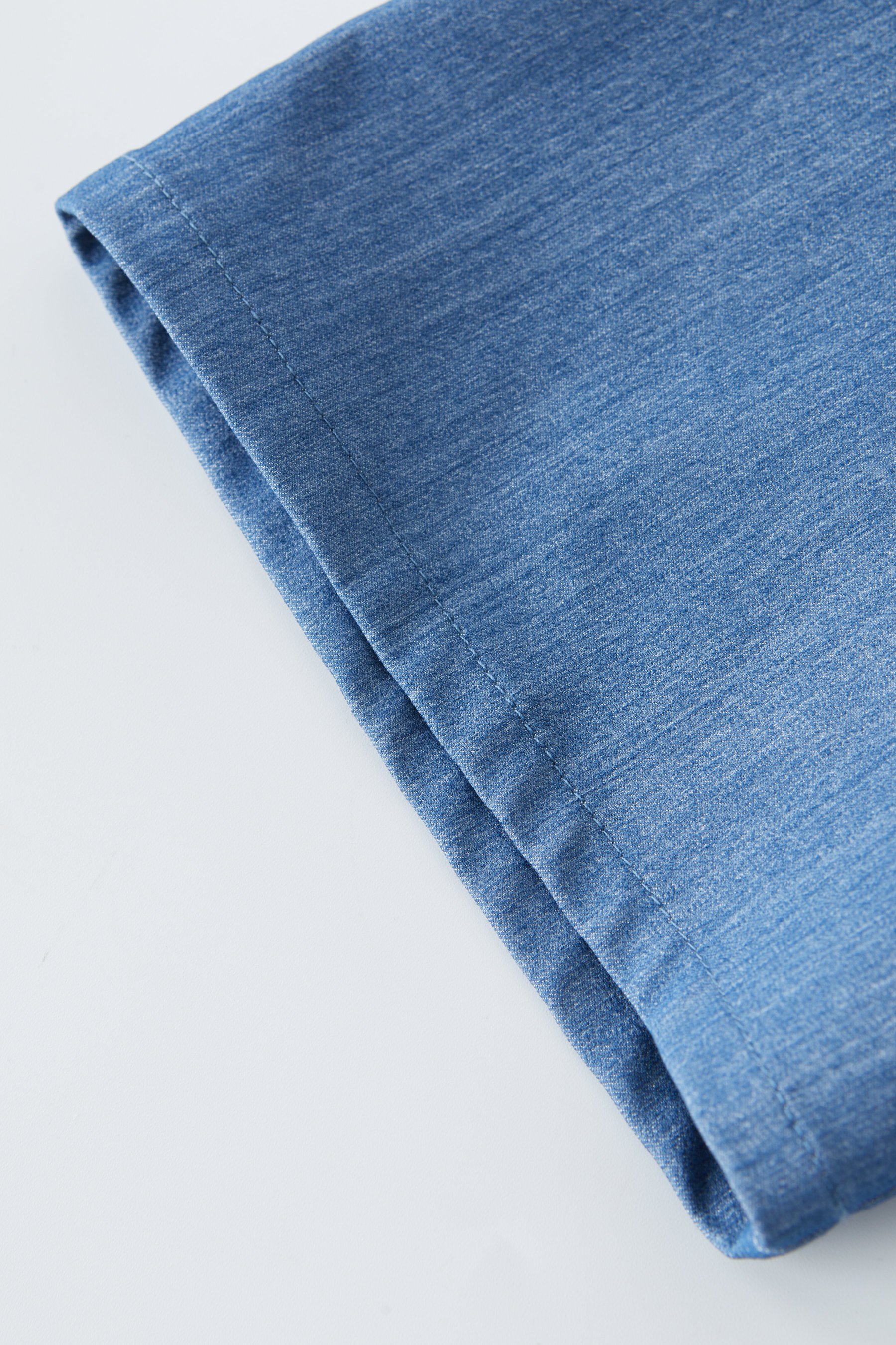 V-neck Waist-cinching Imitation Denim Dress EXQ5235