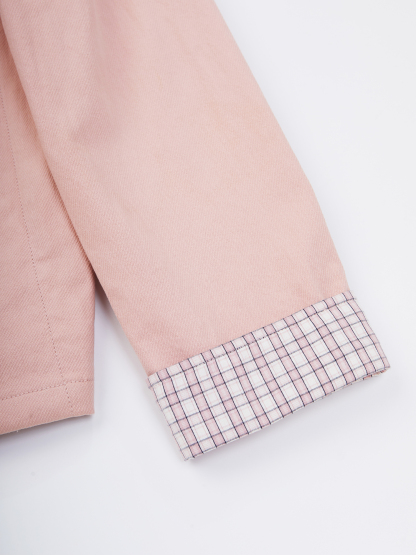 Versatile Plaid Cuff Denim Jacket EDW5676