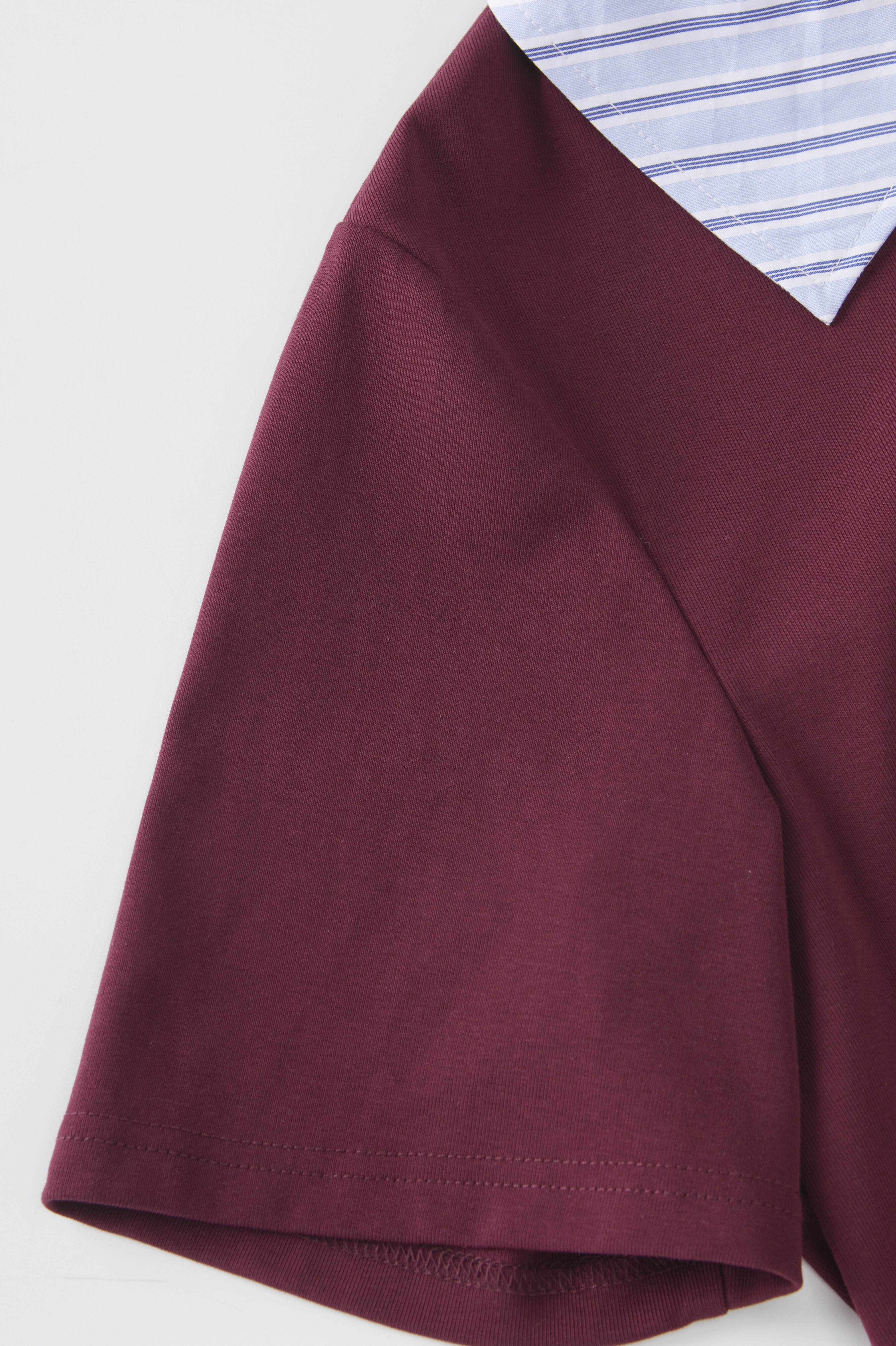 Striped patchwork fake two-piece knitted shirt FXZ8010