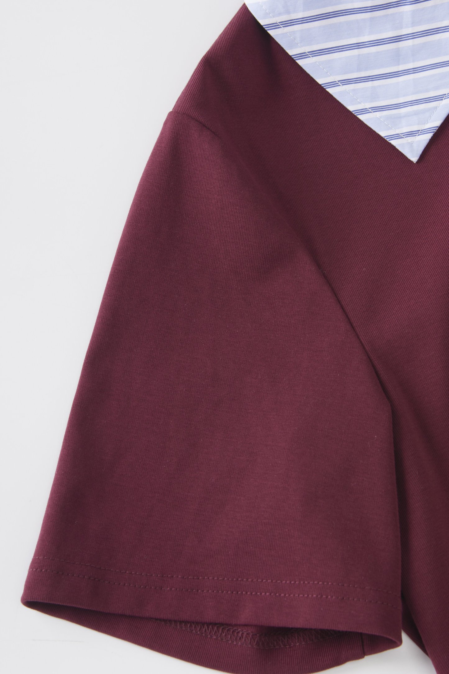 Striped patchwork fake two-piece knitted shirt FXZ8010