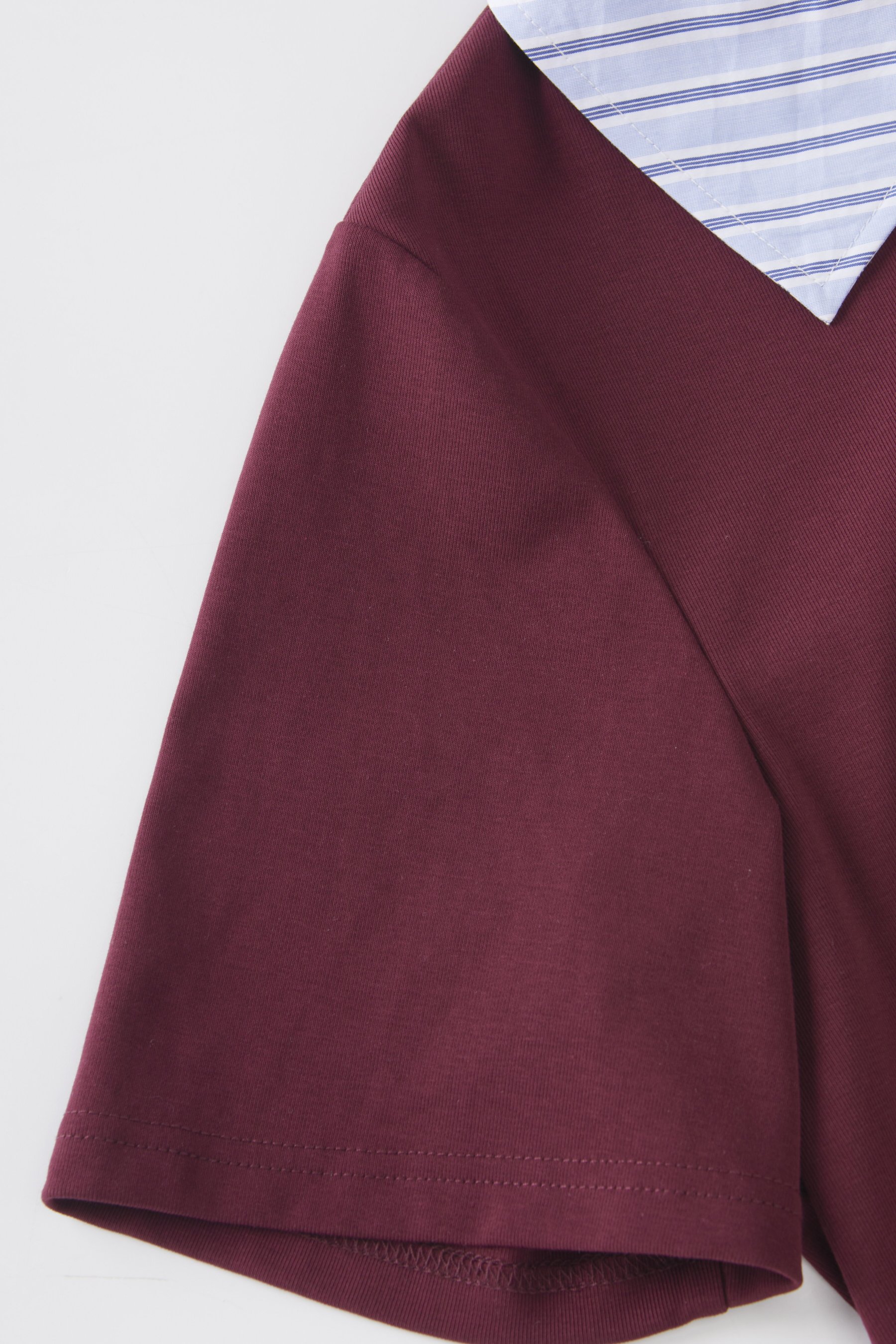 Striped patchwork fake two-piece knitted shirt FXZ8010