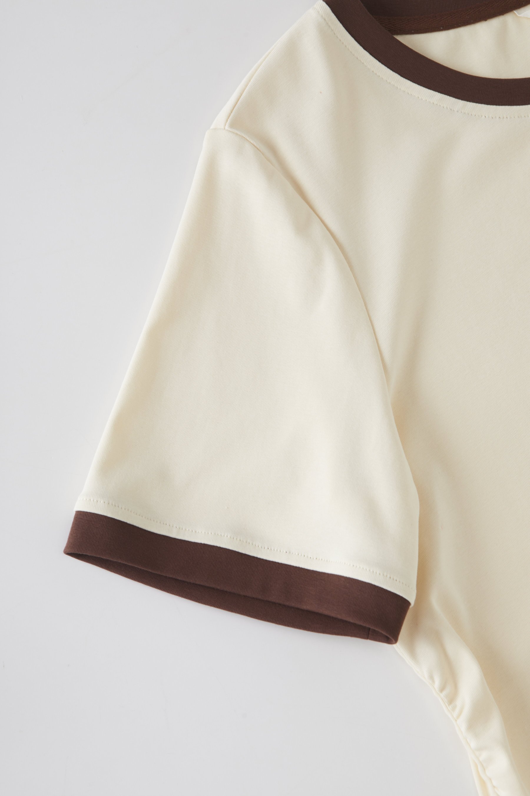 Fun Printed Color blocked Collar Waist T-shirt FXZ7083