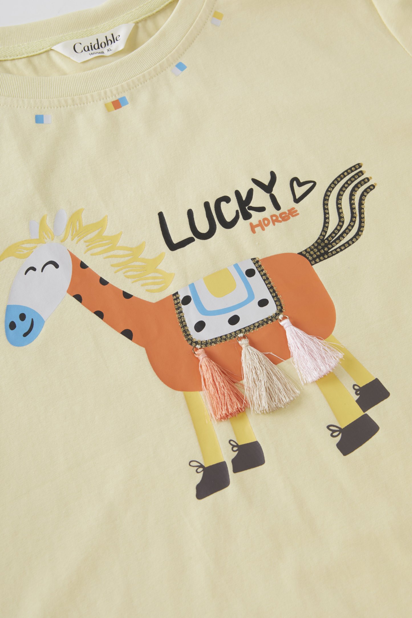 Unique cartoon printed fringe pony T-shirt FXZ8073