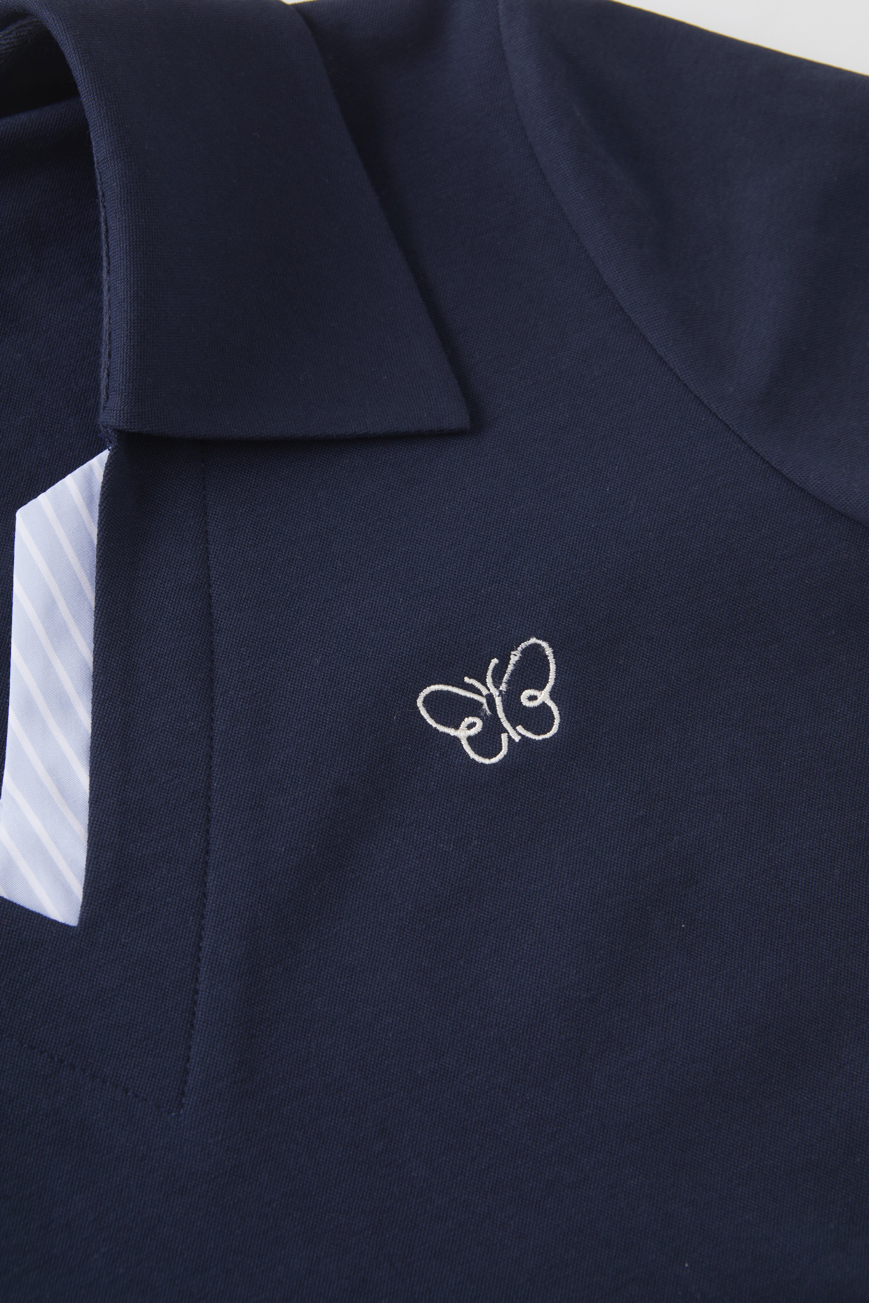 POLO collar embroidered striped V-neck T-shirt FXZ8077