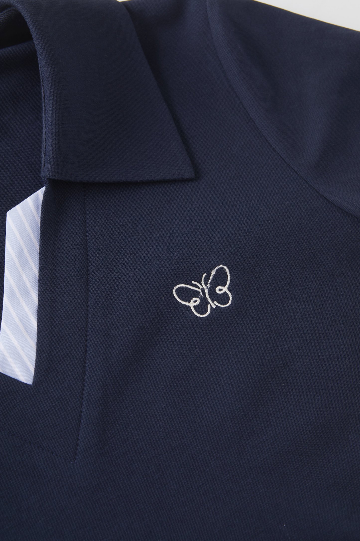 POLO collar embroidered striped V-neck T-shirt FXZ8077