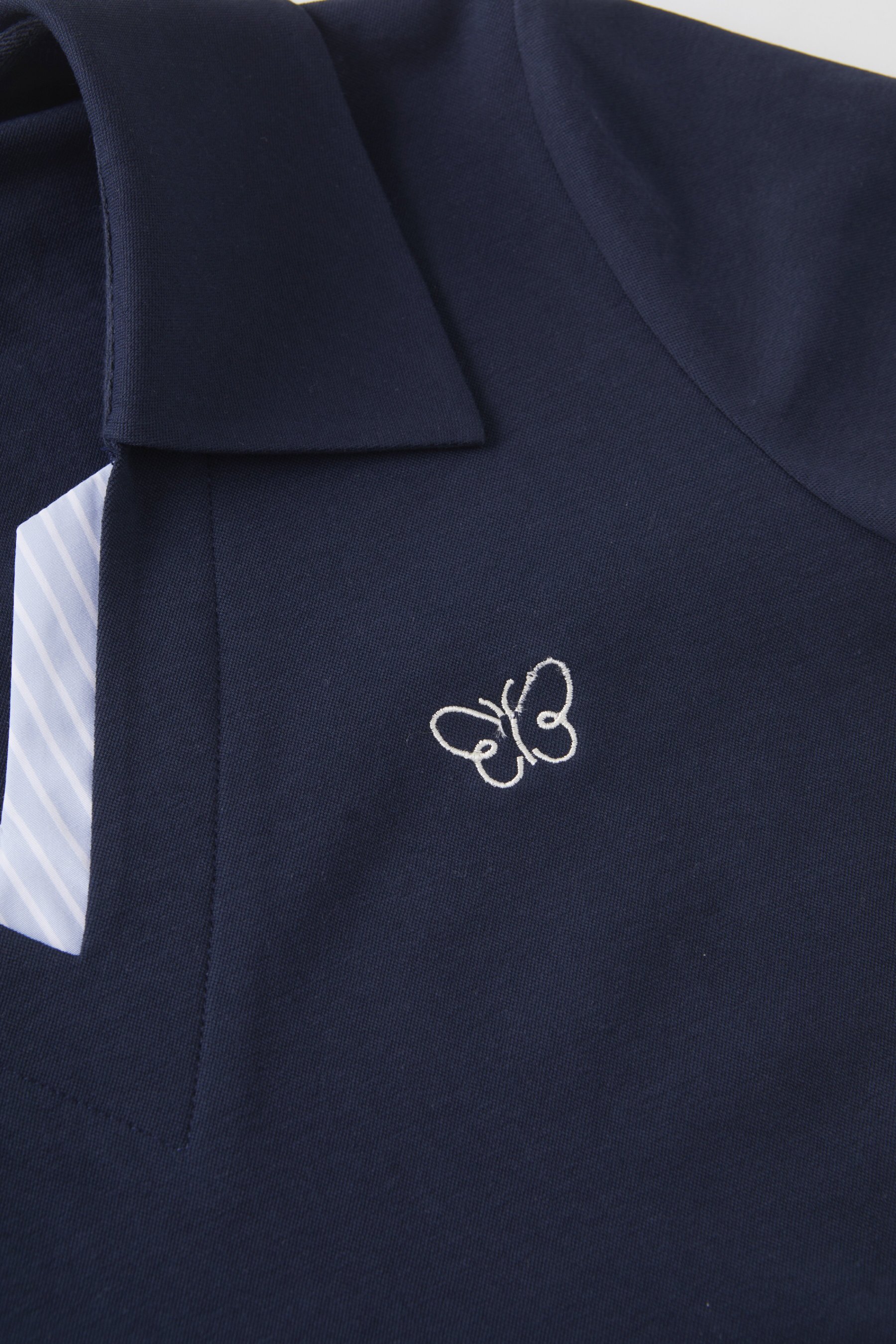 POLO collar embroidered striped V-neck T-shirt FXZ8077