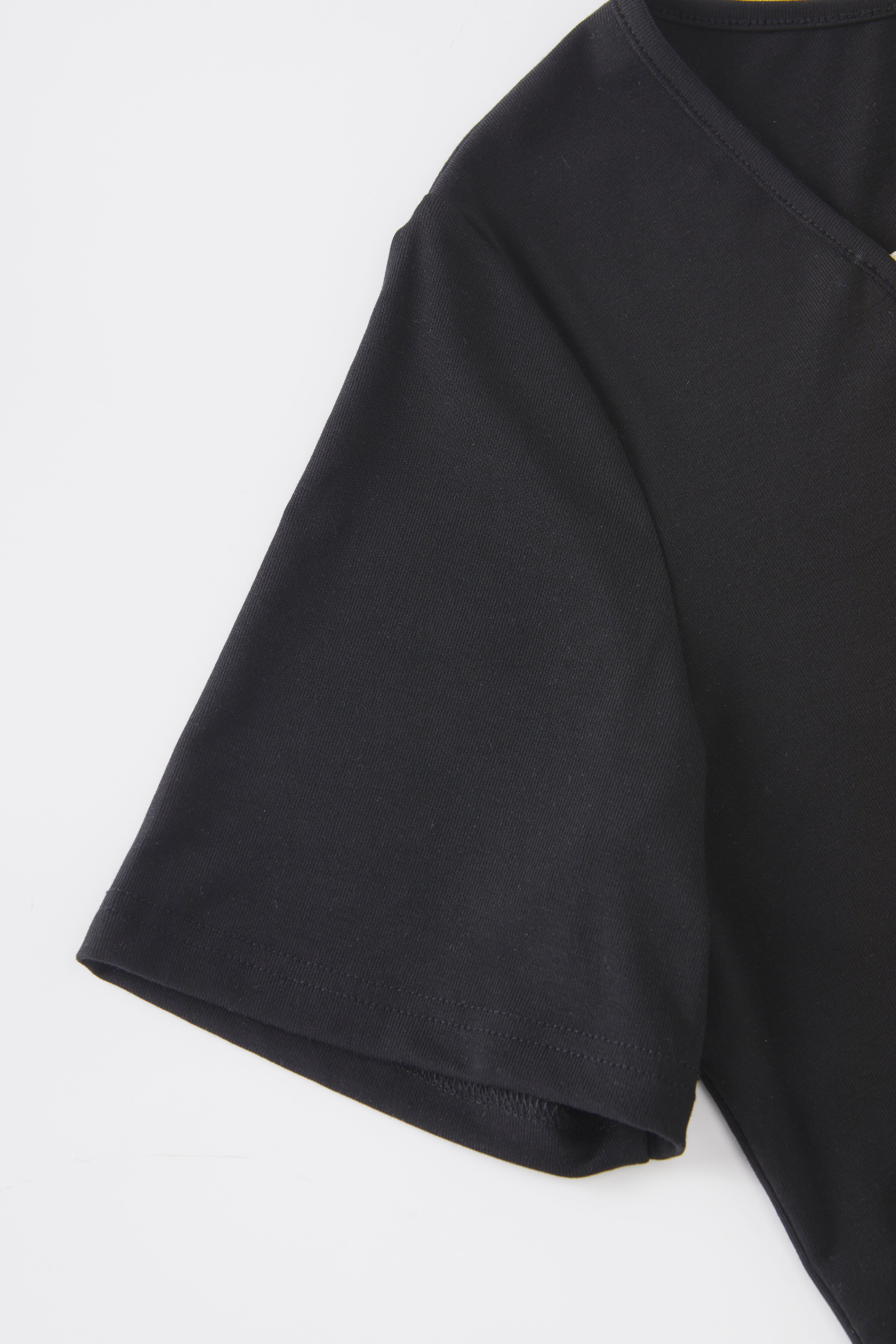 Color blocking splicing fake two-piece waist cinching T-shirt FXZ8075