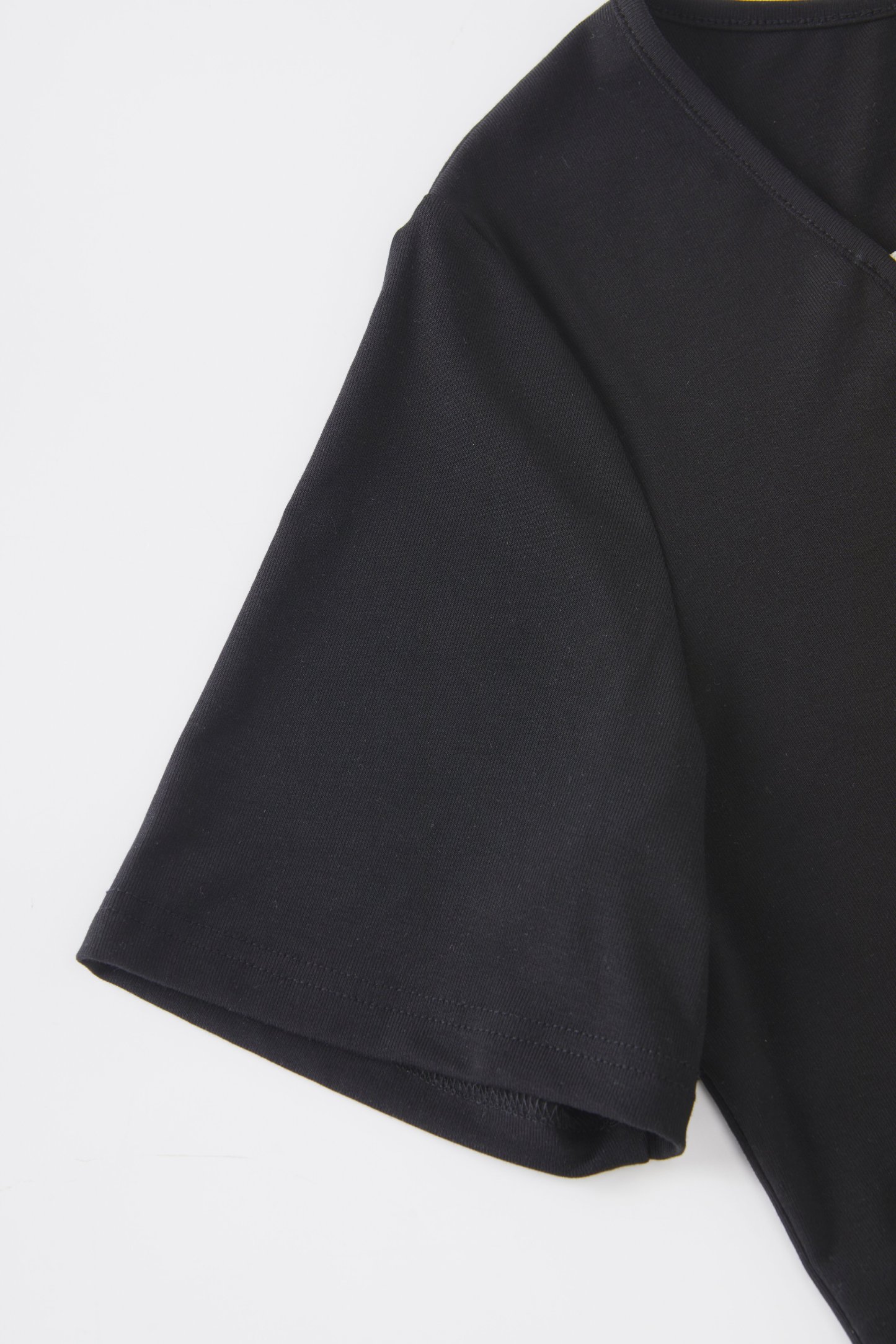 Color blocking splicing fake two-piece waist cinching T-shirt FXZ8075