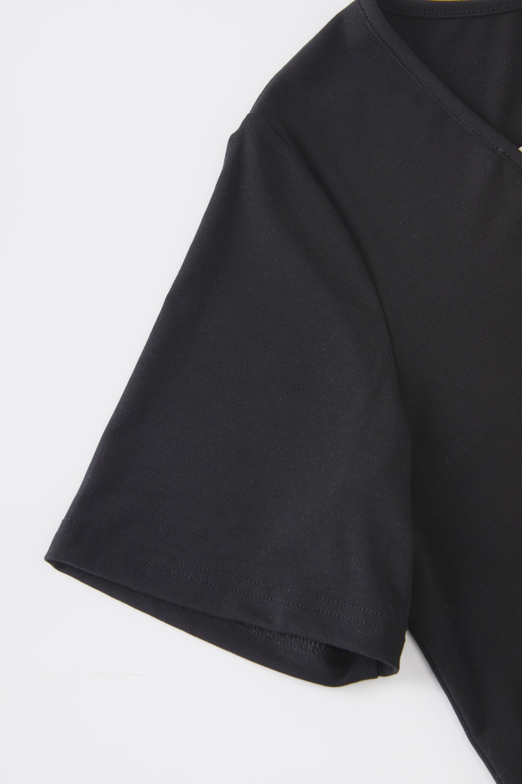 Color blocking splicing fake two-piece waist cinching T-shirt FXZ8075